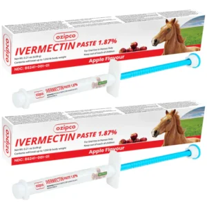 Ivermectin Horse Paste 1.87% | Apple Flavor – 6.08g Syringe for Equine Use Only Up to 1250 LB -(Pack Of 2)