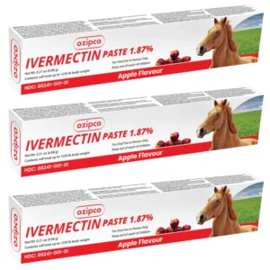 Ivermectin Horse Paste 1.87% | Apple Flavor – 6.08g Syringe for Equine Use Only Up to 1250 LB -(Pack Of 3)