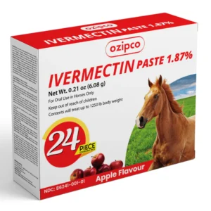 Ivermectin Horse Paste 1.87% | Apple Flavor – 6.08g Syringe for Equine Use Only Up to 1250 LB -(24-pack)