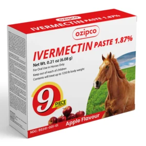 Ivermectin Horse Paste 1.87% | Apple Flavor – 6.08g Syringe for Equine Use Only Up to 1250 LB -(9-pack)